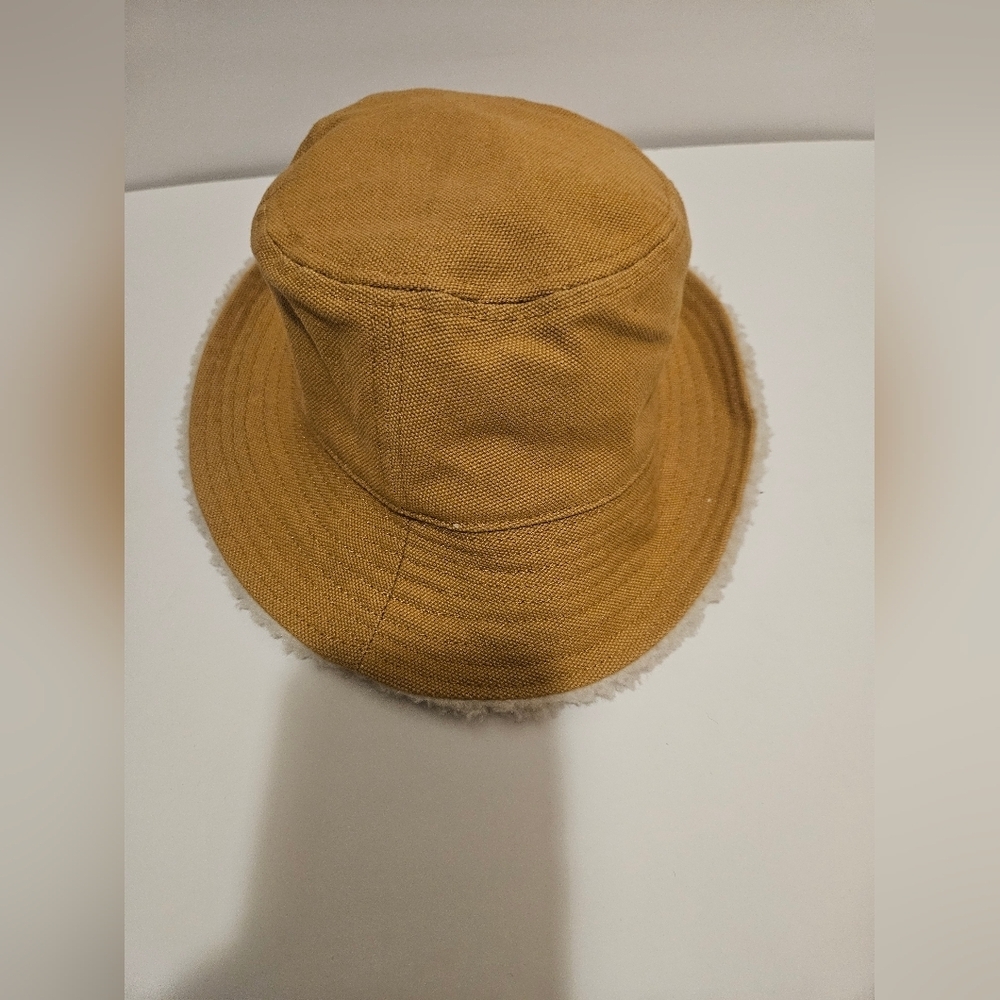 Madewell - Women's S/M Canvas Sherpa  Camel Bucket Hat with Soft White Trimll - Picture 2 of 5